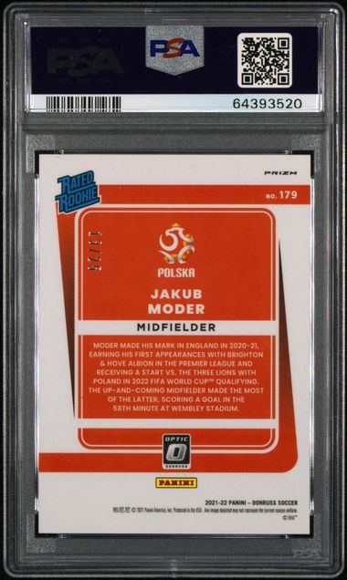 Jakub Moder 2021-22 Panini Donruss Optic World Cup Pink Velocity #'d 13/25 RC PSA 10