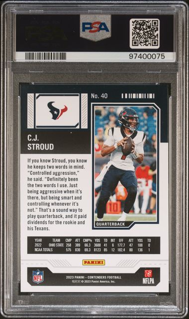 C.J. Stroud 2023 Panini Contenders Season Ticket RC PSA 9