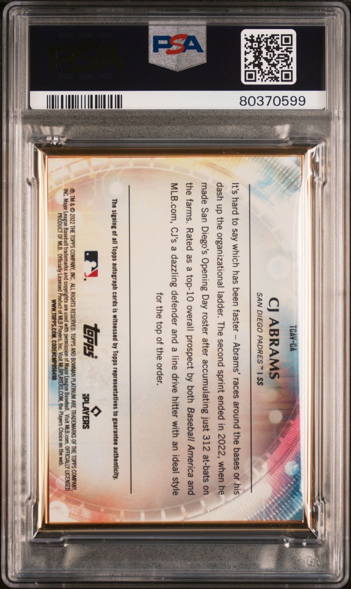 CJ Abrams 2022 Bowman Transcendent rookie autograph red #'d 1/1 PSA 9