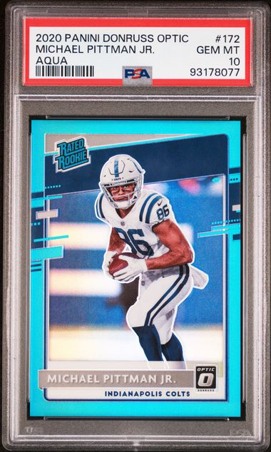 Michael Pittman Jr. 2020 Panini Donruss Optic Aqua prizm rookie card 