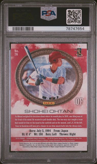 Shohei Ohtani 2018 Panini Diamond Kings Rookie Facing Right PSA 9