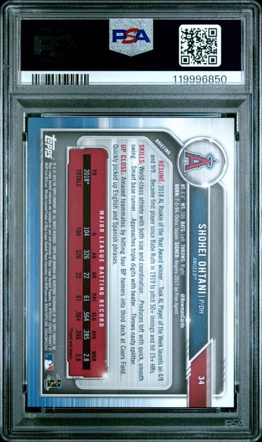 Shohei Ohtani 2019 Bowman Baseball PSA 10
