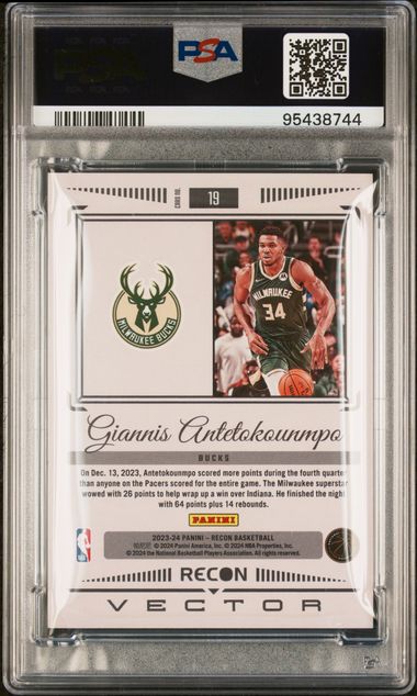 Giannis Antetokounmpo 2023 Panini Recon Vector Effect #'d 24/25 PSA 9