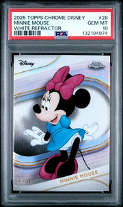 Minnie Mouse 2025 Topps Chrome Disney #28 White Refractor /30 PSA 10