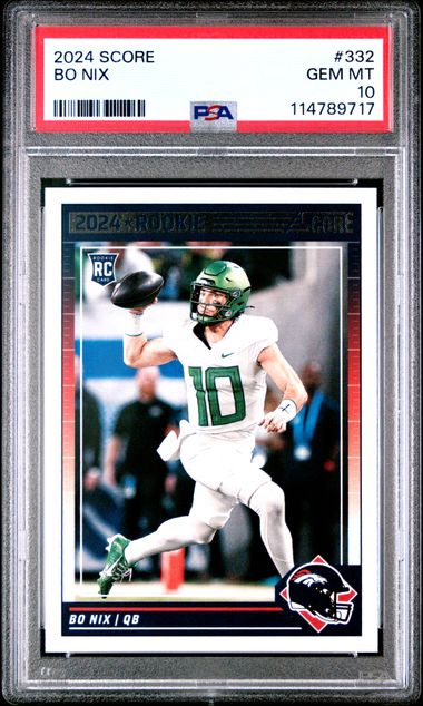 Bo Nix 2024 Panini Score RC PSA 10