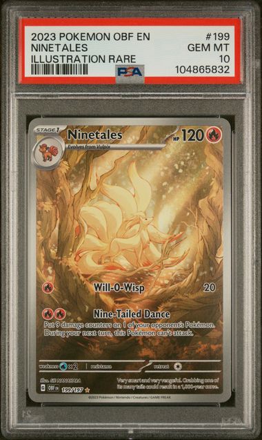 Ninetales 2023 Pokemon Obsidian Flames Illustration rare #199/197 PSA 10