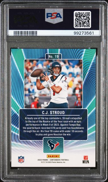 CJ Stroud 2023 Panini Contenders Winning Ticket Cracked Ice rc #'d 13/25 PSA 10