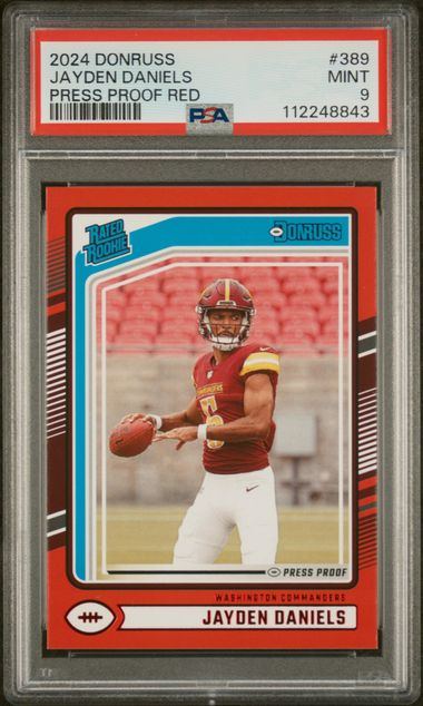 Jayden Daniels 2024 Panini Donruss Press Proof Red Rated Rookie PSA 9