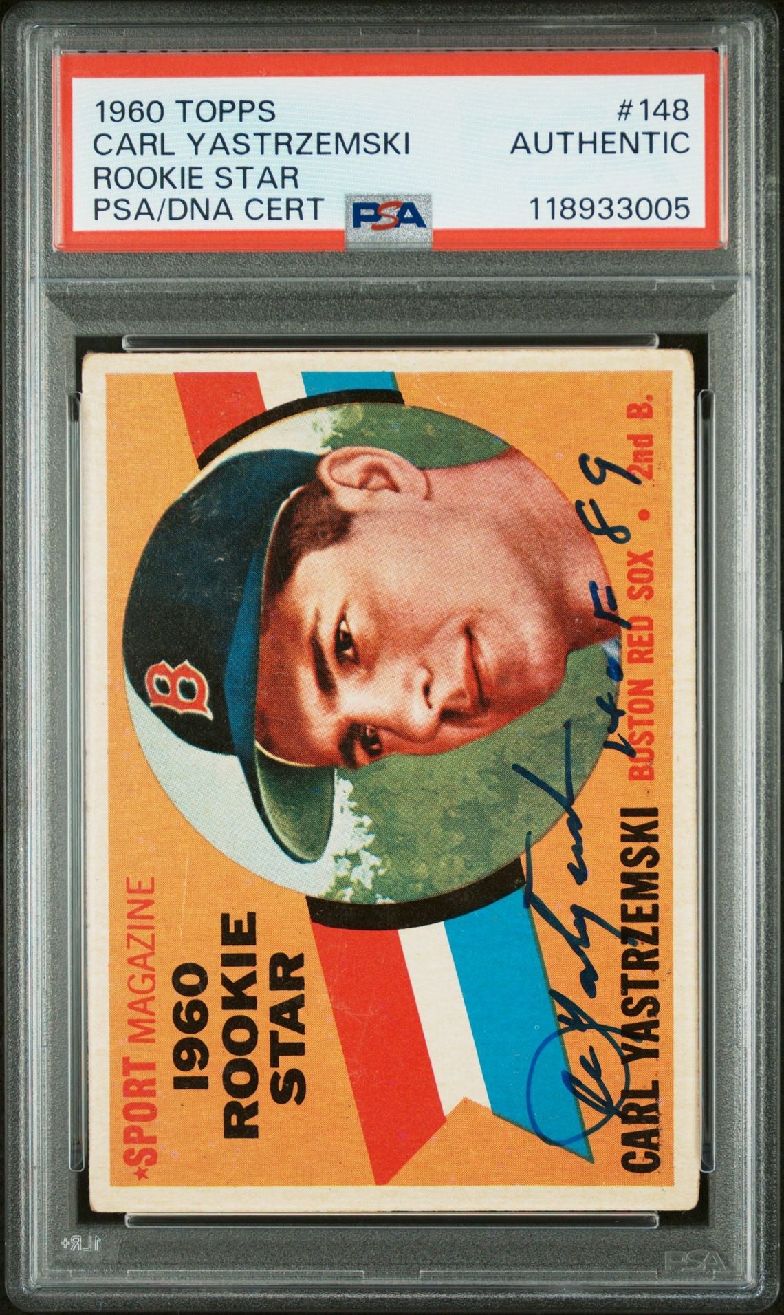 Carl Yastrzemski 1960 Topps Rookie Star IP Autograph HOF 89 Inscription PSA Authenic