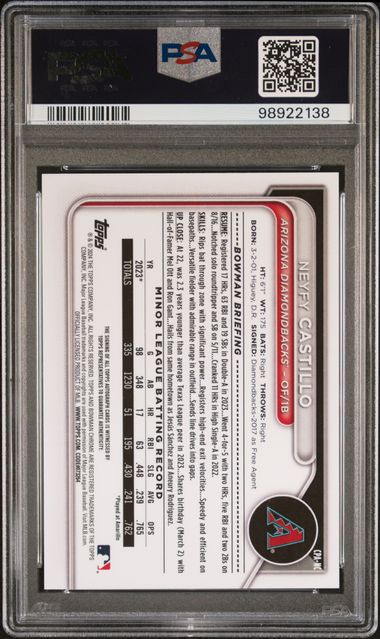 Neyfy Castillo 2024 1st Bowman Chrome autograph PSA 10