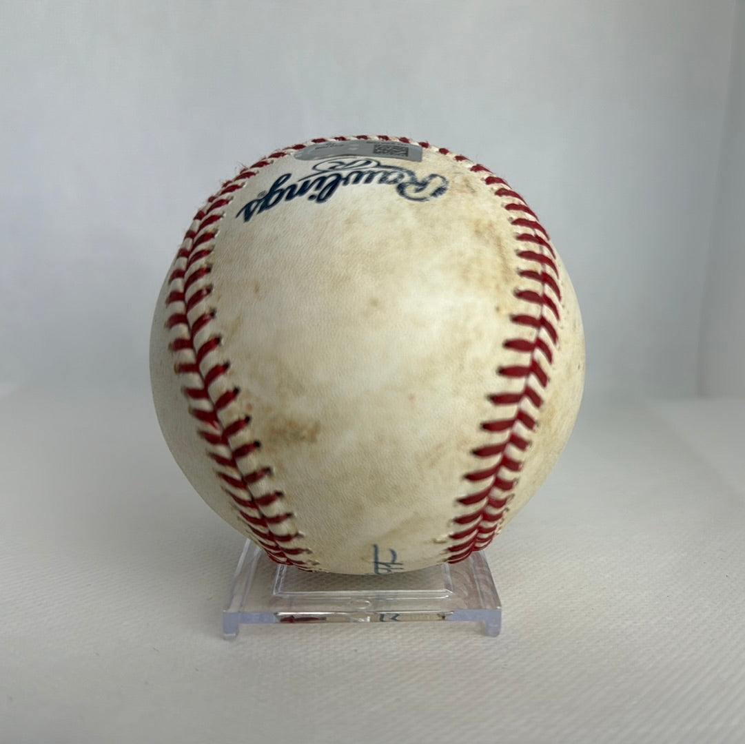 Giancarlo Stanton Autographed MLB Game Used Single Career Hit 985 04/28/18