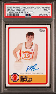 Matas Buzelis 2023 Topps Chrome McDonalds All-American Gameday Paper Autograph PSA 9