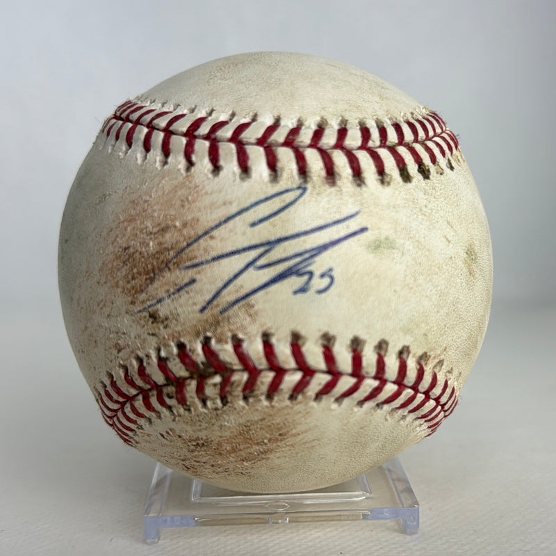 Gleyber Torres Autographed MLB Game Used Single Career Hit 103 09/09/18