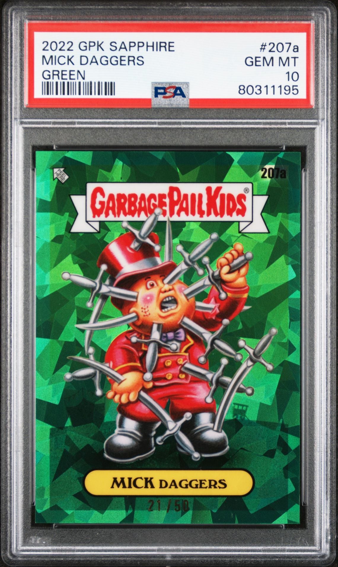 Mick Daggers 2022 GPK Sapphire Green #'d 21/50 PSA 10