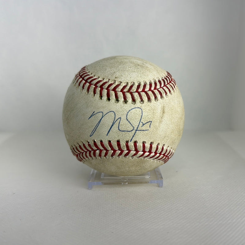 Mike Trout Autographed MLB Game Used Double Career Hit 1063 Double 204 04/21/2018