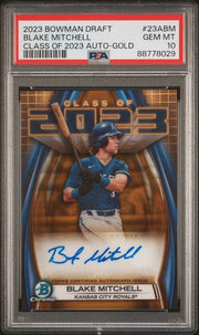 Blake Mitchell 2023 Bowman Chrome Class of 2023 Autograph Gold #'d 09/50 PSA 10