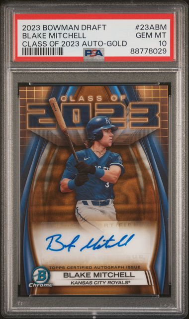 Blake Mitchell 2023 Bowman Chrome Class of 2023 Autograph Gold #'d 09/50 PSA 10