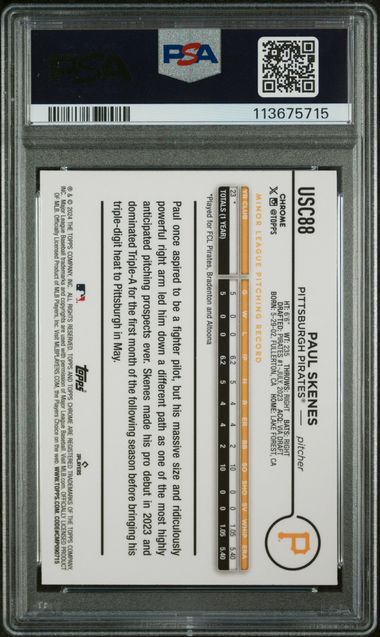 Paul Skenes 2024 Topps Chrome Update Aqua Blue Lava Lamp Rookie #'d 131/175 PSA 9
