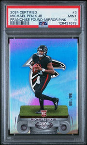 Michael Penix Jr. 2024 Panini Certified Franchise Found pink mirror rc #'d 166/199 PSA 9