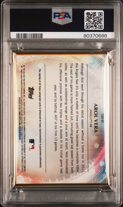 Arol Vera 2022 Bowman Transcendent autograph green #'d 5/5 PSA 9