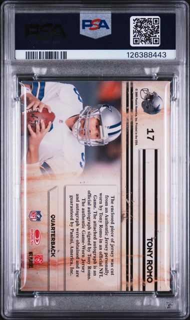 Tony Romo 2009 Playoff Absolute Canton Absolutes Material Autograph #'d 3/5 PSA 8