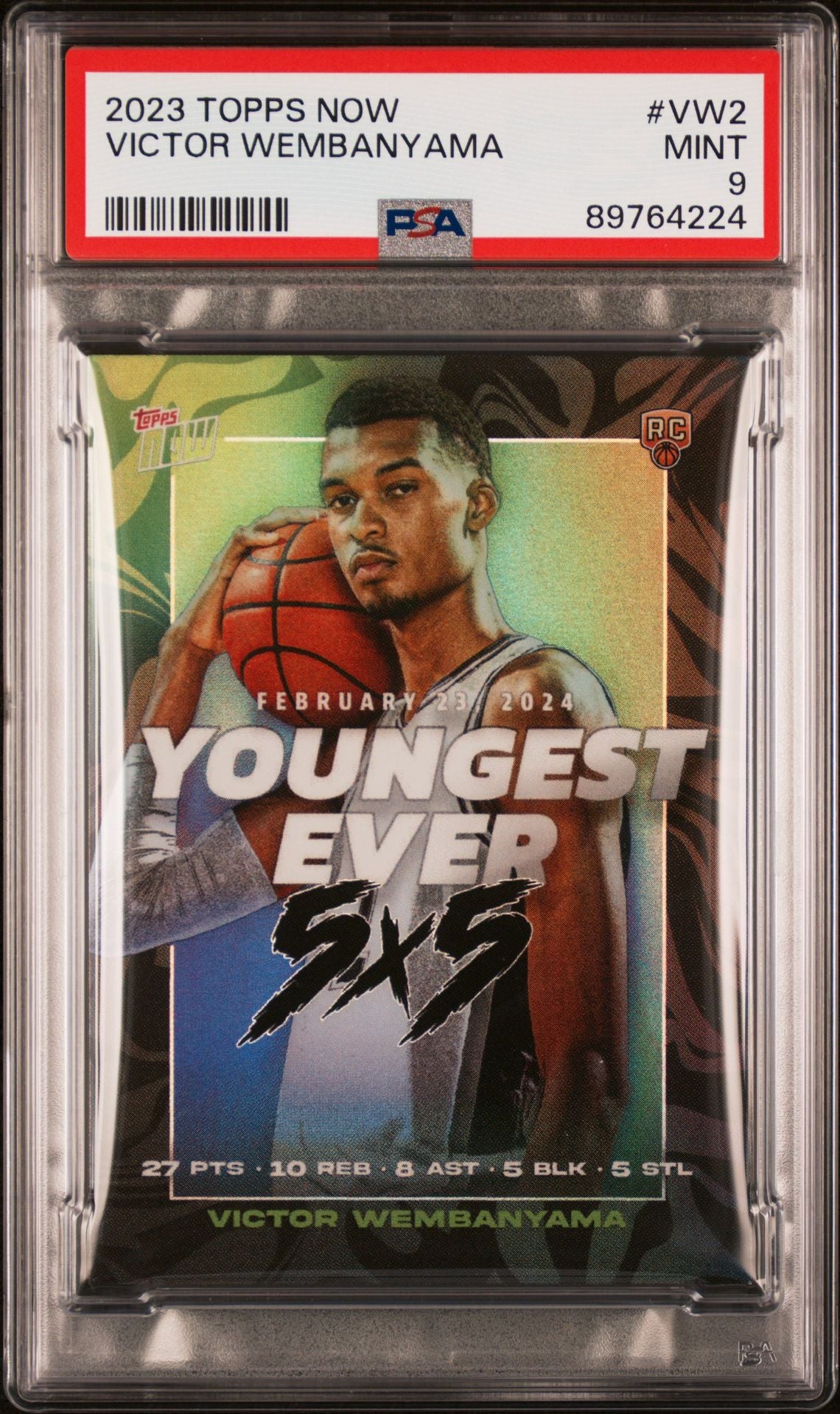 Victor Wembanyama 2023-24 Topps Now 5 x 5 #VW-2 RC PSA 9