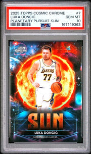 Luka Doncic 2025 Topps Cosmic Chrome Planetary Pursuit Sun SSP PSA 10