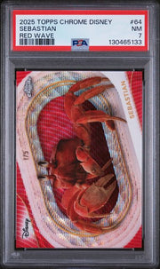 Sebastian 2025 Topps Chrome Disney Red Wave Refractor #'d 1/5 PSA 7