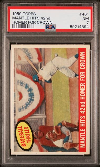 Mickey Mantle Hits 42nd Homer for Crown 1959 Topps 