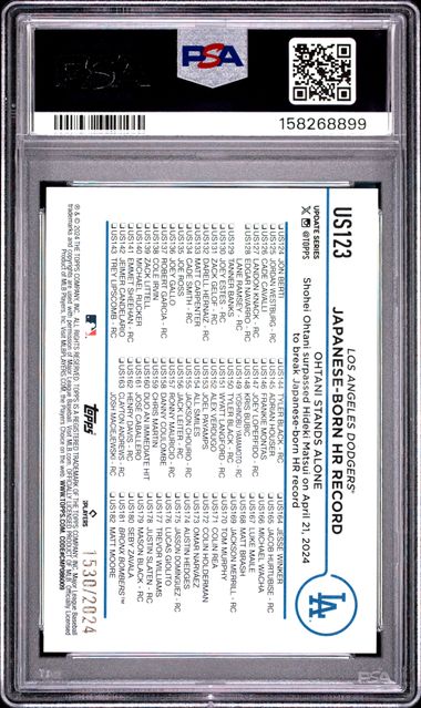 Shohei Ohtani 2024 Topps Update Gold #'d 1530/2024 PSA 9