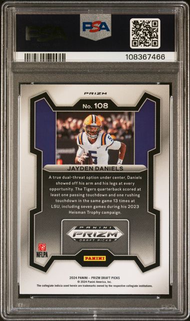Jayden Daniels 2024 Prizm Draft Picks Green Prizm PSA 10 RC