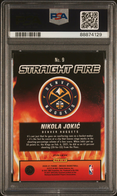 Nikola Jokic 2020 Panini Mosaic Straight Fire mosaic prizm PSA 10
