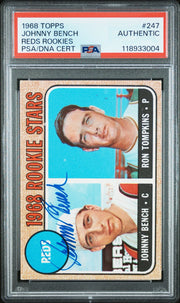 Johnny Bench 1968 Topps Rookie Stars IP Autograph PSA Authentic