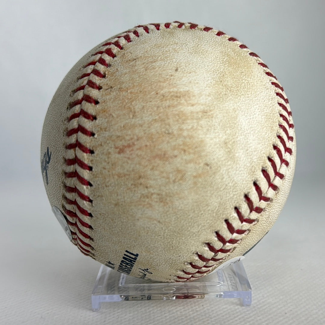 Ronald Acuna Jr. Autographed MLB Game Used Double Career Hit 85 Double 20 08/24/18