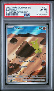 Larvitar Pokémon Obsidian Flames Illustration Rare #203/197 PSA 8