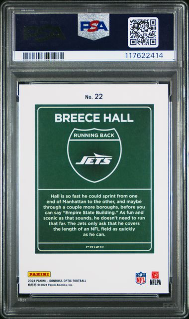 Breece Hall 2024 Panini Donruss Optic Downtown PSA 10