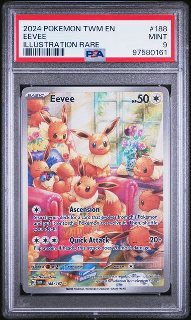 Eevee Pokémon Twilight Masquerade Illustration Rare #188/167 PSA 9