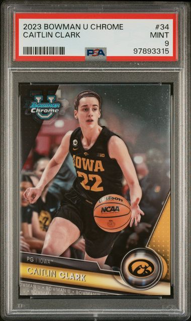 Caitlin Clark 2023 Bowman Chrome University PSA 9