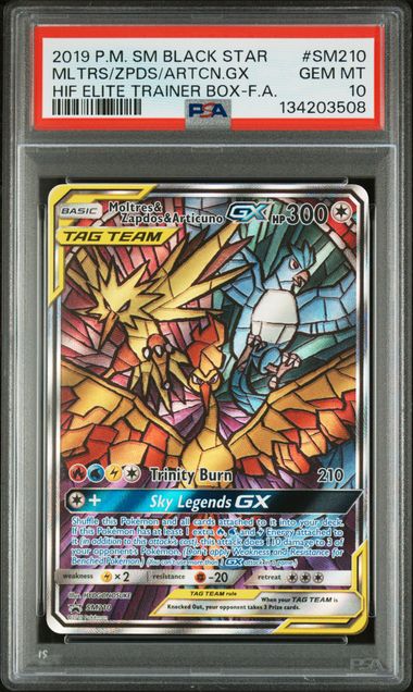 Moltres Zapdos Articuno GX Tag Team 2019 Hidden Fates ETB Promo #SM210 PSA 10
