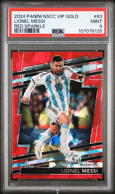 Lionel Messi 2024 Panini NSCC VIP Gold Red Sparkle prizm #'d 040/149 PSA 9