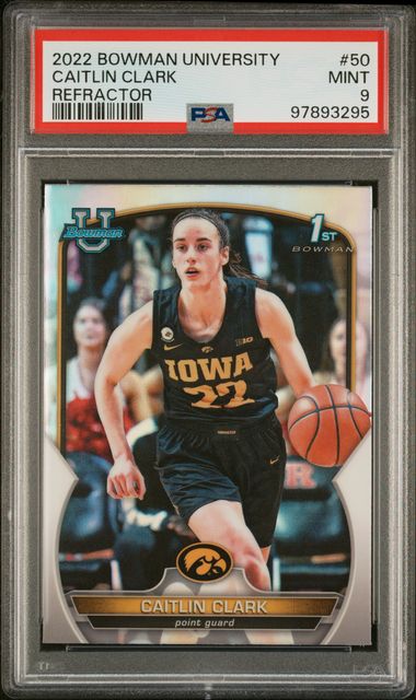 Caitlin Clark 2022 1st Bowman Chrome University refractor PSA 9