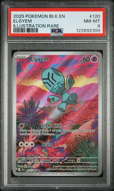Elgyem 2025 Pokemon Black Bolt Illustration Rare 120 PSA 8