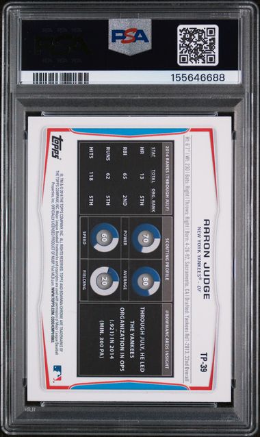 Aaron Judge 2014 Bowman Draft Top Prospects #TP39 PSA 8