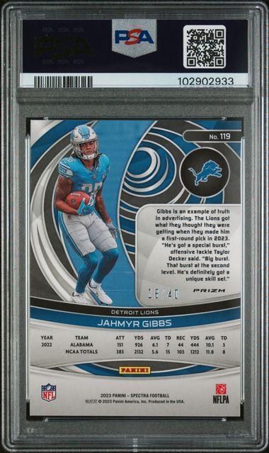 Jahmyer Gibbs 2023 Spectra Astral #'d 16/40 PSA 10 RC