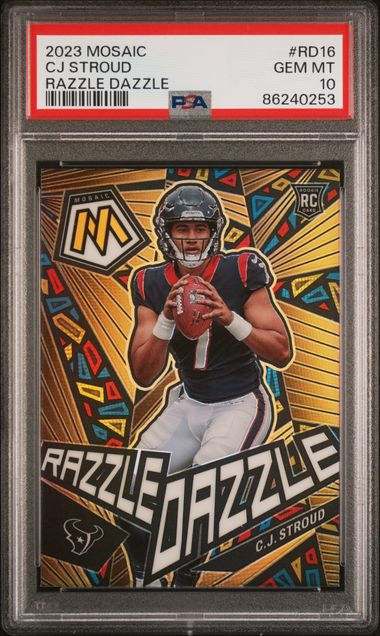 CJ Stroud 2023 Panini Mosaic Razzle Dazzle rookie card PSA 10