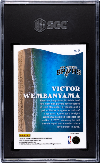 Victor Wembanyama 2023-24 Donruss Optic SPLASH! SGC 9 RC