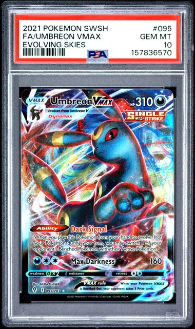 Umbreon Vmax Pokémon Evolving Skies Ultra Rare #095/203 PSA 10
