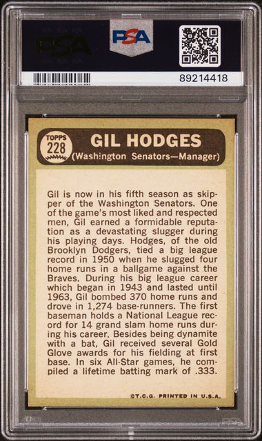 Gil Hodges 1967 Topps #228 PSA 6