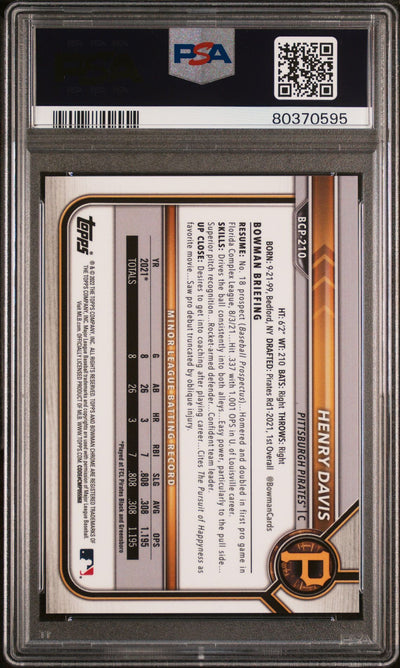 Henry Davis 2022 Bowman Chrome X Green X-Fractor #'d 12/31 PSA 10