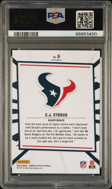 CJ Stroud 2023 Panini Donruss Optic My House RC PSA 10